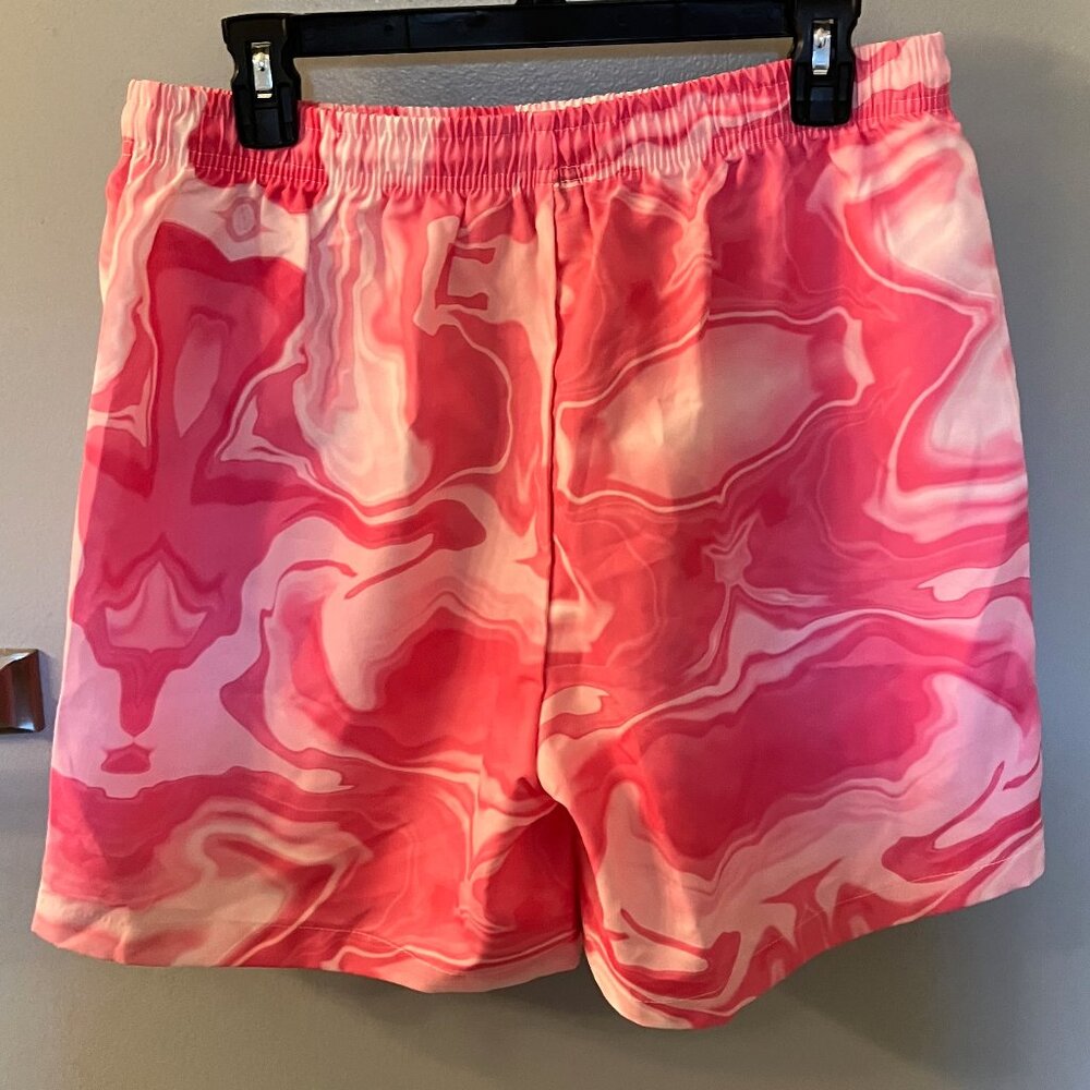 NWT Romwe Shein Pink/White Tie Dyed Womens Shorts L - Picture 5 of 5
